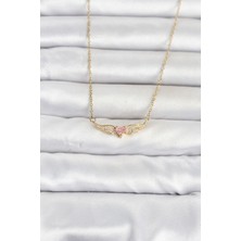 Callerrons Accessories Zincir Gold Renk Kanatlı Pembe Kalp Model Kadın Kolye - EBJ260612W43941
