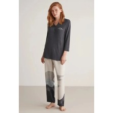 Nautica Nautıca W604 Kadın Patlı V Yaka Uzun Kollu Pijama Takımı