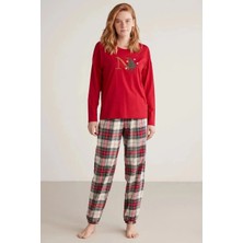 Nautica Nautıca W606 Kadın Uzun Kollu Ekoseli Pijama Takımı