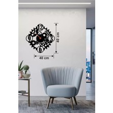 Fırsatkolik Mey Ithalat® Mekanik Dişli Çark Tasarım Ahşap Duvar Saati - 40X40 cm Steampunk Dekor
