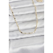 cm 14K Gold Renk Yassı Gemici Zincir Model 60 cm Kadın Kolye
