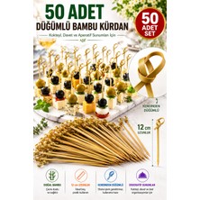 Open City 50 Adet Düğümlü Bambu Kürdan 12 cm Kokteyl Parti Davet Aperatif Sunum Kürdanı 50'li Set Paket