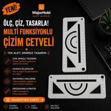 Major Hobi Çok Fonksiyonlu Cetvel Şablonu  Açıölçer ve Geometrik Çizim Cetveli