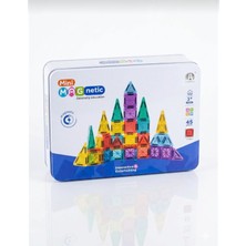 Aksoy Toys Mini Manyetik Yapı Blokları 45 Parça Seyahat Tipi Mini Bloklar Renkli Mıknatıslı Hediyelik