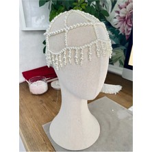 Ravinity Beyaz Incili Saç Aksesuarı Doğum Günü Söz Nişan Nikah Tacı