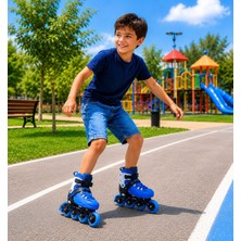 Arlina Home Kids Ön Tekerlekler LED Işıklı Ayarlanabilir Pro Paten Mavi 35-38