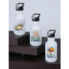 Lili Hediyelik Karavanlar Baskılı Matara Suluk 3'lü - Su Matarası, Spor Matarası 600 ml