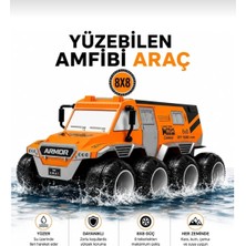 Aksoy Toys Uzaktan Kumandalı Arazi Arabacı Suda Karada Gidebilen 8x8 Güçlü Of-Road Aracı Turuncu RENK30CM