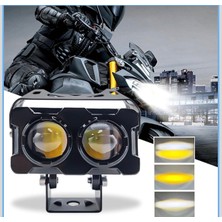 Astraled 2 Adet LED Spot Işık ve Sarı Beyaz Projektör Lens 2 Gözlü Dikdörtgen Baykuş LED Off Road Lamba Motosiklet