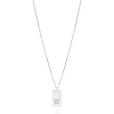 Oya Silver Gümüş Harf Madalyon Kolye [OYOT369]