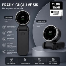 Azurtech Katlanabilir Mini El Vantilatörü  – Dijital Göstergeli, Masaüstü ve Taşınabilir Kullanım, Hediye Askı Ipli