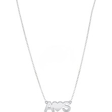Oya Silver Kalpli Kişiye Özel Minimal Gümüş Çift Harf Kolye [OYOT370]