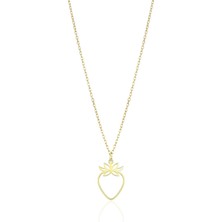 Oya Silver Minimal Tasarım Altın Kaplama Gümüş Çilek Kolye [OYOT366]