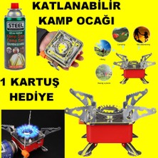 Mrt Bilişim Mini Kamp Soba Katlanır Açık Gaz Sobası Portatif Piknik Split Ocak Brülör + 1 Adet Gaz Hediyeli