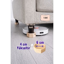 idekor Robot Süpürge Için Doğal Ahşap Koltuk Baza Yükseltici (4 cm Yükseltir, Çap 6)| Oyuklu Takoz (1 Adet)
