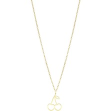 Oya Silver Minimal Tasarım 24K Altın Kaplama Gümüş Kiraz Kolye [OYOT367]