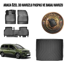 Rizline Peugeot Rifter 2019 Üzeri  3D Paspas ve Demirli Bagaj Havuzu