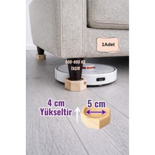 idekor Robot Süpürge Için Doğal Ahşap Koltuk Baza Yükseltici "4 cm Yükseltir Çap 5" | Oyuklu Takoz (1 Adet)