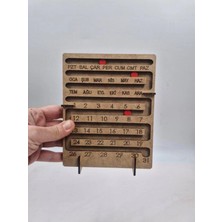 Mu Art Ahşap Masa Üstü Ahşap Retro Perpetual Sonsuz Takvim Ham Mdf (Boyanabilir) 16 cm x 13 cm
