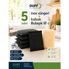 Duff Clean 5 Adet Inox Süngeri + 1 Adet Kabak Bulaşık Lifi Seti5 Adet Inox Süngeri + Kabak Bulaşık Lifi Seti