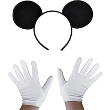 Aydogan's Siyah Mickey Mouse Tacı ve Beyaz Eldiven Seti