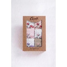 Cocole Socks Kız Bebek Soket Çorabı Kraft Kutulu 6'lı Set Pamuklu 0-1 Güllü