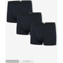 Erkek Lacivert 3’lü Klasik Bambu Boxer - 25101