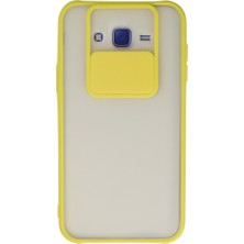Fırsatkolik Galaxy J7 Kılıf Palm Buzlu Kamera Sürgülü Silikon - Sarı