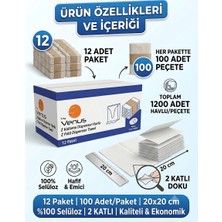 My Venüs My Venus Z Katlama Dispenser Havlu Peçete, 20X20 Cm, 100 Lü 12 Paket (1200 Adet), 2 Katlı Kağıt Havlu - %100 Selüloz