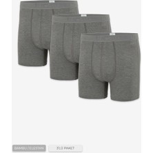 Steve Wolls Erkek Gri 3’lü Uzun Paça Bambu Boxer - 25201