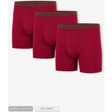 Steve Wolls Erkek Bordo 3’lü Uzun Paça Bambu Boxer - 25201