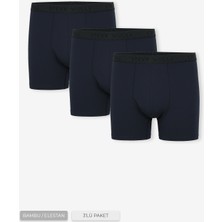 Steve Wolls Erkek Lacivert 3’lü Uzun Paça Bambu Boxer - 25201