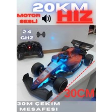 Boratila Toys 2.4 Ghz 30 cm 20 Km Hızlı Şarjlı Işıklı Motor Sesli Full Fonksiyon Uzaktan Kumandalı F1 Formüla Yarış Arabası
