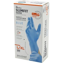 TKÇ Reflex Slimfit Glove KOD-025 L-Xl Mavi Pudrasız Muayene Eldiven 100LÜ