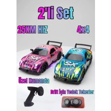 Boratila Toys Uzaktan Kumandalı Araba 2'li Set Şarjlı Işıklı 4x4 Drift Aracı 25KM/H 1:22