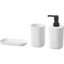 TeknoKapsül Asia 3 Parça Banyo Aksesuar Setleri, Sabunluk, Fırçası Tutucu Tepsi, Beyaz