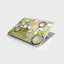 TeknoKapsül Laptop Bilgisayar Notebook Pc Kaplama Etiketi Yeşil Yuvarlak Çiçek