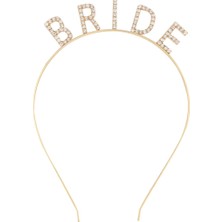 TKÇ Altın Gold Renk Bekarlığa Veda Kristal Taş Bride Tacı Ithal 16X10 cm