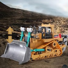 TeknoKapsül Oyuncak 2.4ghz Uzaktan Kumandalı Işıklı Metal Alaşım Hareketli Kepçeli Paletli Buldozer Iş Makinesi