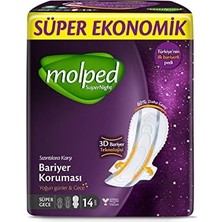 TeknoKapsül Molped Supernight Hijyenik Ped Super Gece Süper Ekonomik 14 Adet