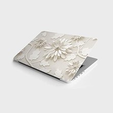 TeknoKapsül Laptop Bilgisayar Notebook Pc Kaplama Etiketi 3D Beyaz Yaprak