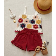 Rüya Kids Kız Çocuk Yazlık Motif ve Fırfır Detaylı Alt Üst 2 Li Takım