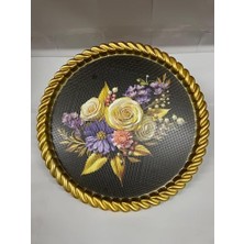 TeknoKapsül Lüks Dekoratif Plastik Tepsi Altın Çerçeve 46X46