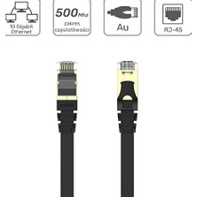 TeknoKapsül Unitek C1897BK Ethernet Yassı Kablo Cat.7 10 M | Altın Kaplama Fiş |%100 Bakır Tel | Sstp - Çift Ko