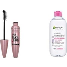 TeknoKapsül New York Lash Sensational Yelpaze Etkili Siyah Maskara 1 Paket (1 x 9.5 Ml) + Skin Naturals Micella