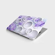 TeknoKapsül Laptop Notebook Pc Kaplama Etiketi Mor Çiçek Yuvarlak