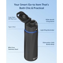 TeknoKapsül Boost Akıllı Su Şişesi, Içmeyi Hatırlatan, 24 Oz Bpa Içermeyen Paslanmaz Çelik Vakum Yalıtımlı Şişe