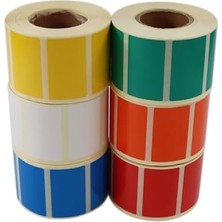 TeknoKapsül Kuşe Renk Baskılı Etiket 50MM x 30MM Ölçülerinde 1000 Adet 40MM Çapında Kendinden Yapışkanlı Rulo E