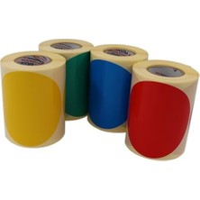 TeknoKapsül Kuşe Daire Renk Baskılı Çap Etiketi 100MM Daire Ölçülerinde Yuvarlak Çıkartma Ruloda 250 Adet Kendi