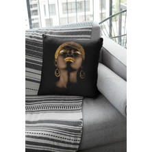 TeknoKapsül Viva 43X43CM Arap Kızı Kumaş Tay Tüyü Döşemelik Dekoratif Çift Taraf Kırlent Yastık Kılıfı
